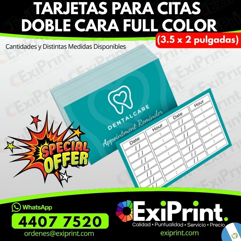 Oferta en 100 tarjetas para citas, doble Cara a Full color en Lino, Husky, Texcote